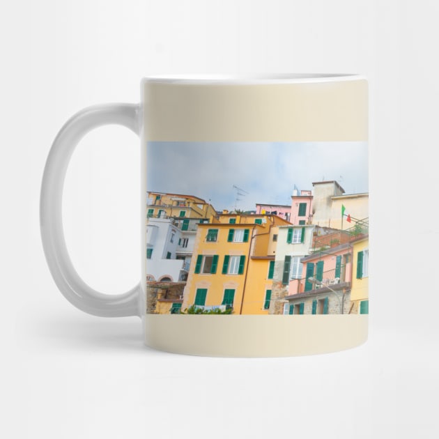 Typical architecture and colors of terrace homes in Italian village of Riomaggiore by brians101